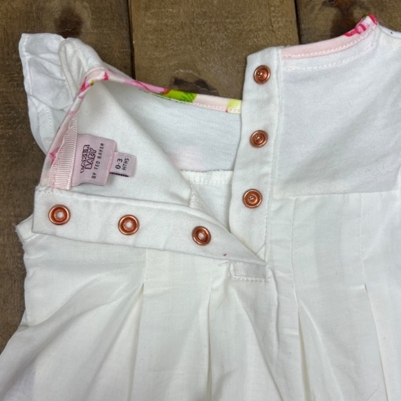 Baker Baby by Ted Baker Bodysuit Dress in White with Floral Trim Sz 0-3M - Picture 6 of 7
